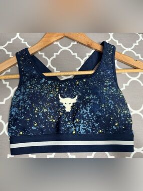 Under Armour Compression Sports Bra Blue Print Size M